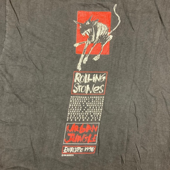 Vintage Rolling Stones Shirt Mens M Black Red 1989 Urban Jungle Europe Tour 80s - Picture 9 of 16